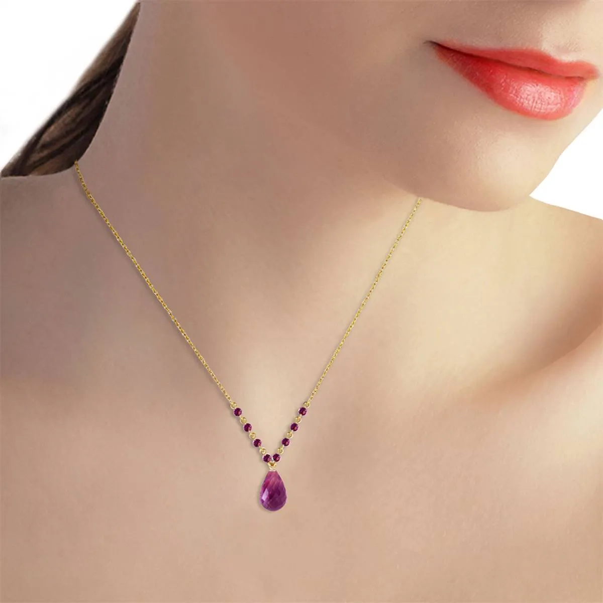 11.5 Carat 14K Solid Yellow Gold This Is Right Amethyst Necklace