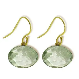 12 Carat 14K Solid Yellow Gold Lumiere Green Amethyst Earrings