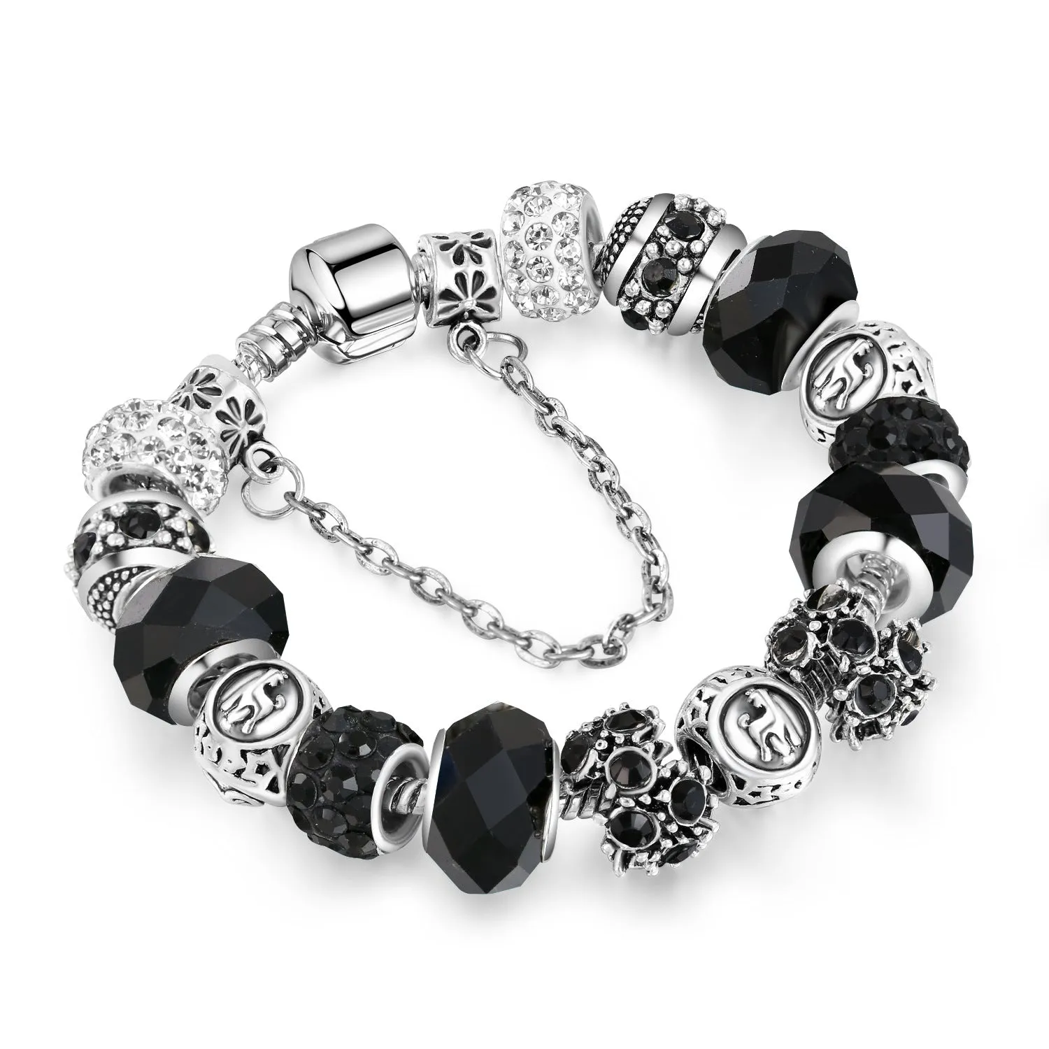 12 Constellation Bracelet Crystal Glass Alloy Big Bead Bracelet