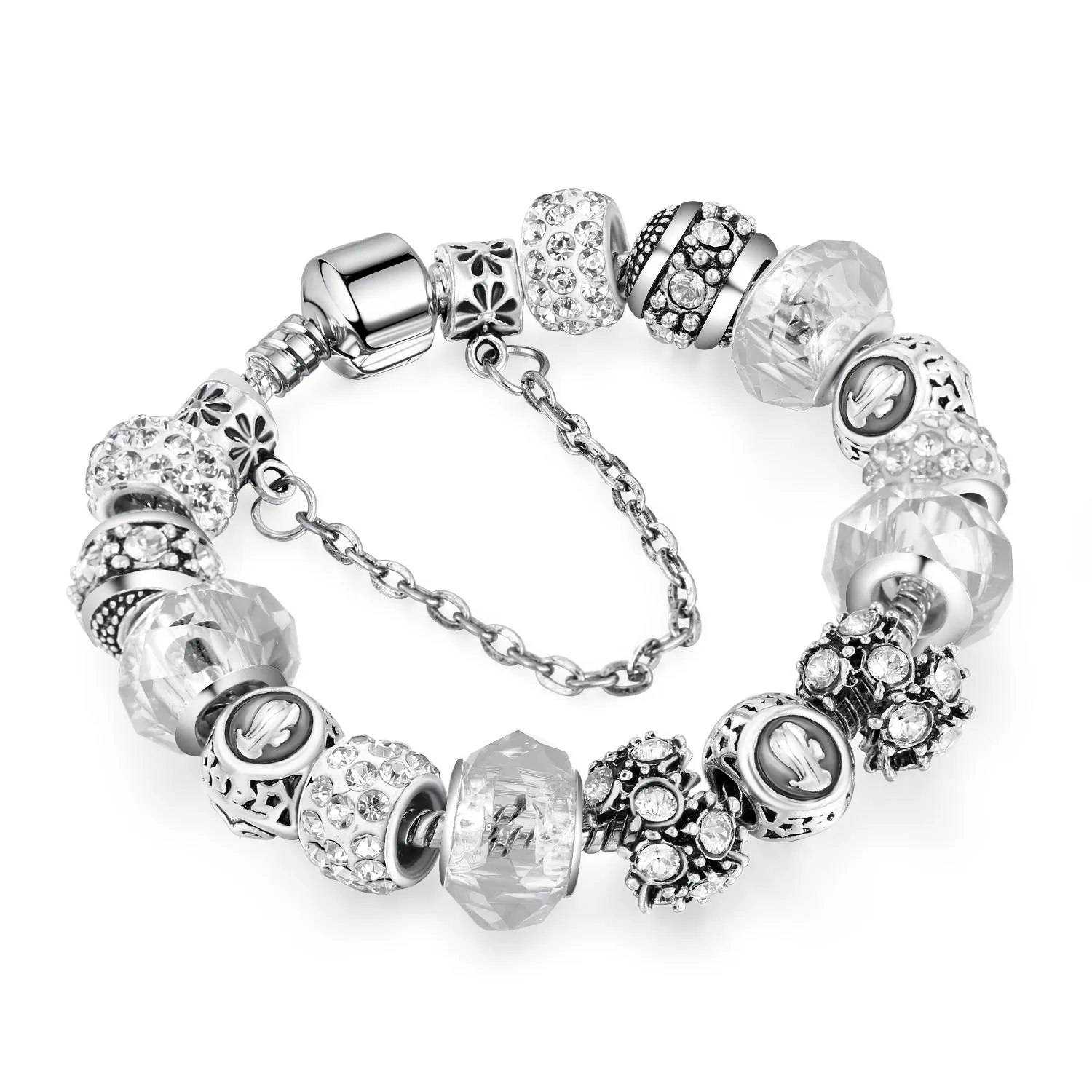12 Constellation Bracelet Crystal Glass Alloy Big Bead Bracelet
