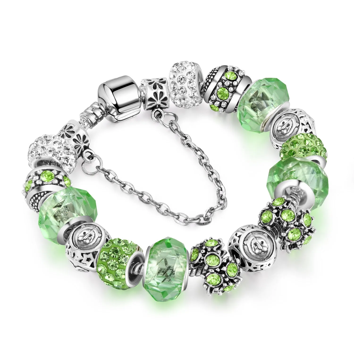12 Constellation Bracelet Crystal Glass Alloy Big Bead Bracelet