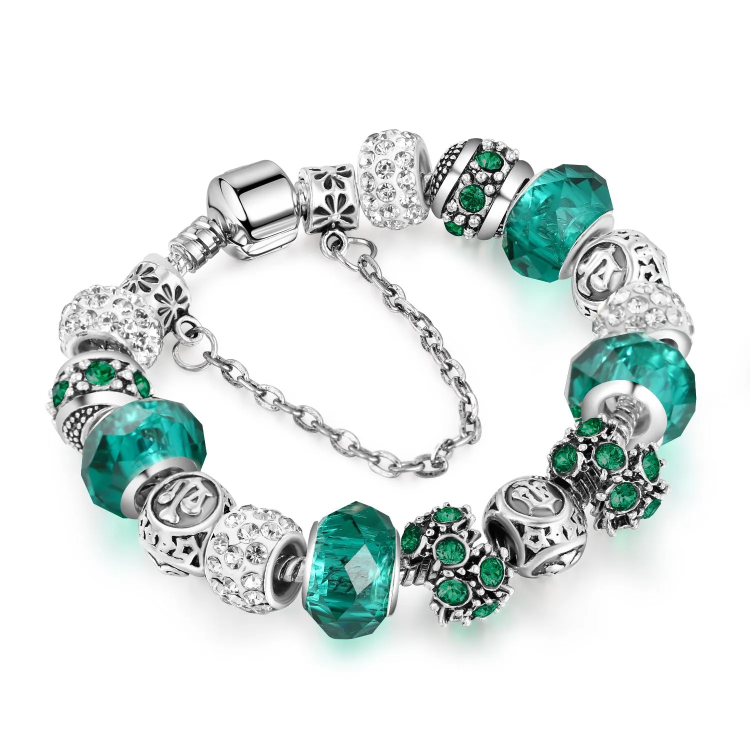 12 Constellation Bracelet Crystal Glass Alloy Big Bead Bracelet