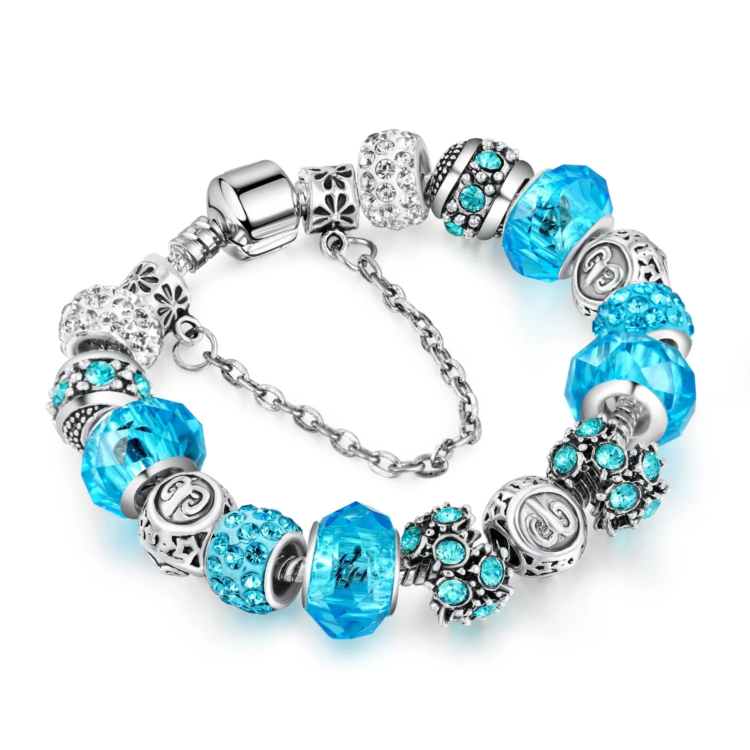 12 Constellation Bracelet Crystal Glass Alloy Big Bead Bracelet