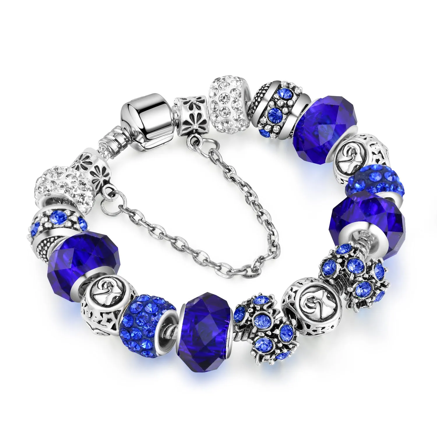 12 Constellation Bracelet Crystal Glass Alloy Big Bead Bracelet