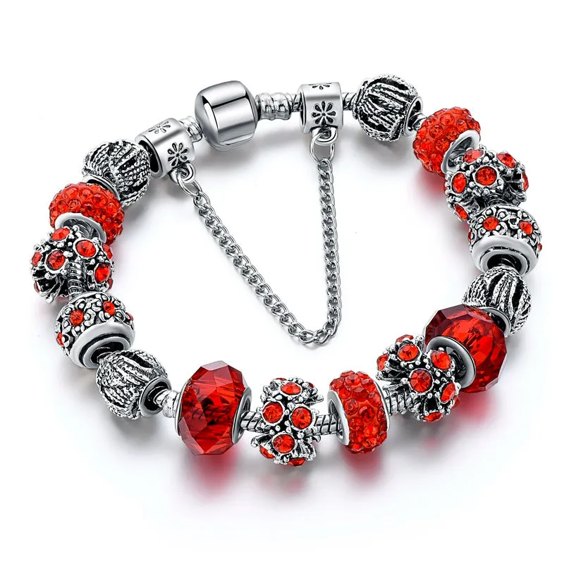 12 Constellation Bracelet Crystal Glass Alloy Big Bead Bracelet