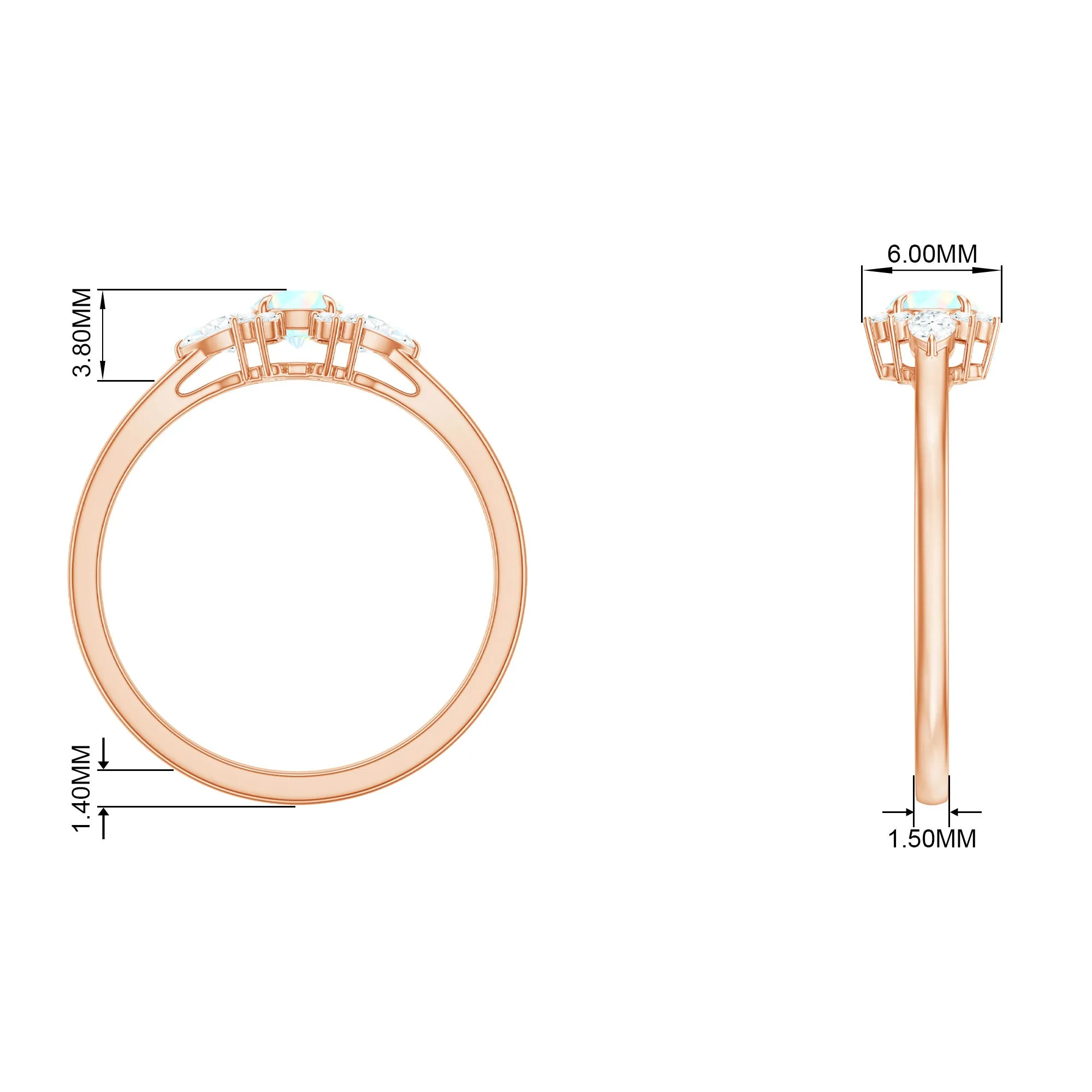 1/2 CT Ethiopian Opal Promise Ring with Diamond Accent