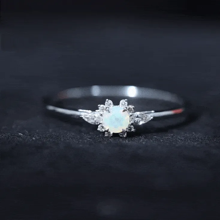 1/2 CT Ethiopian Opal Promise Ring with Diamond Accent