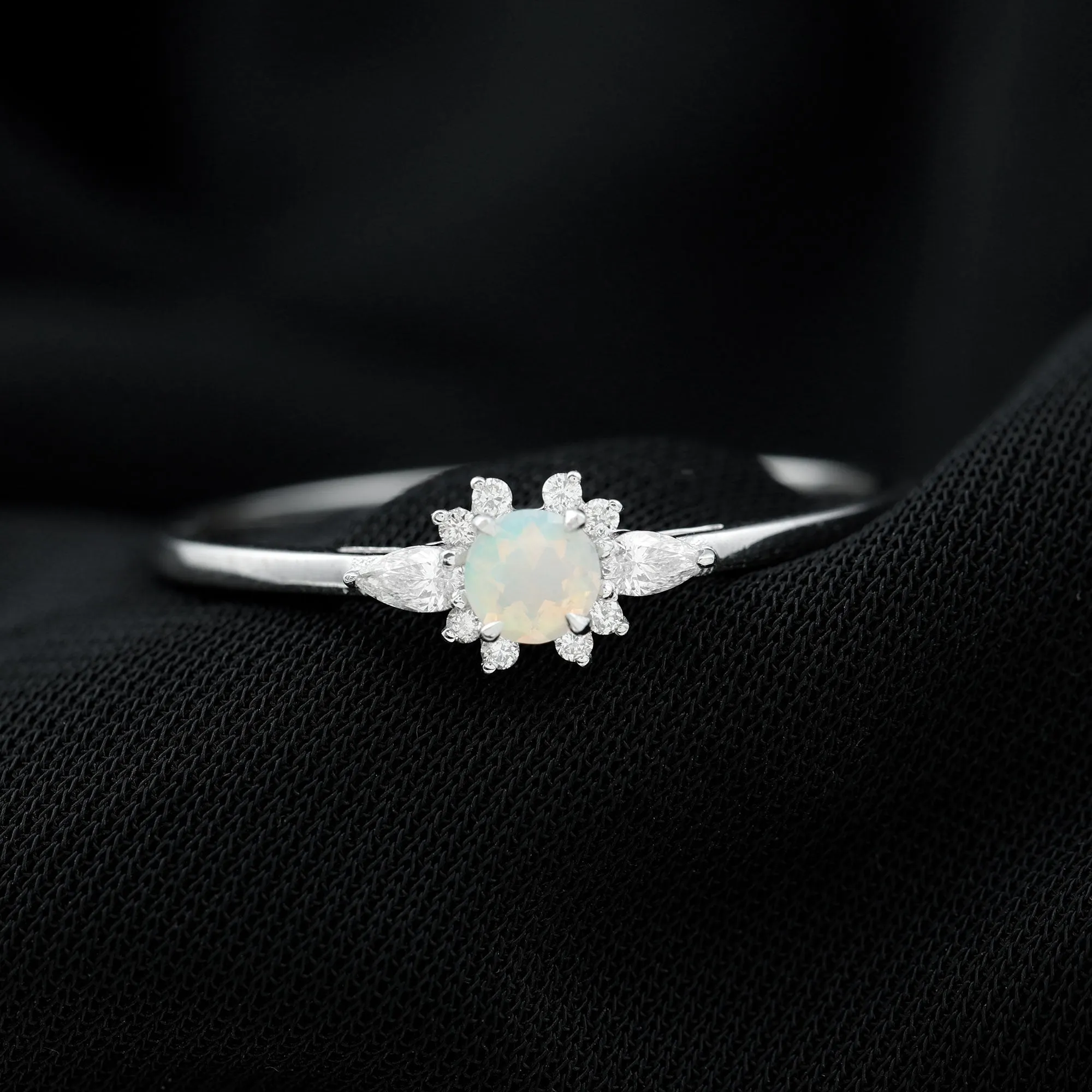 1/2 CT Ethiopian Opal Promise Ring with Diamond Accent