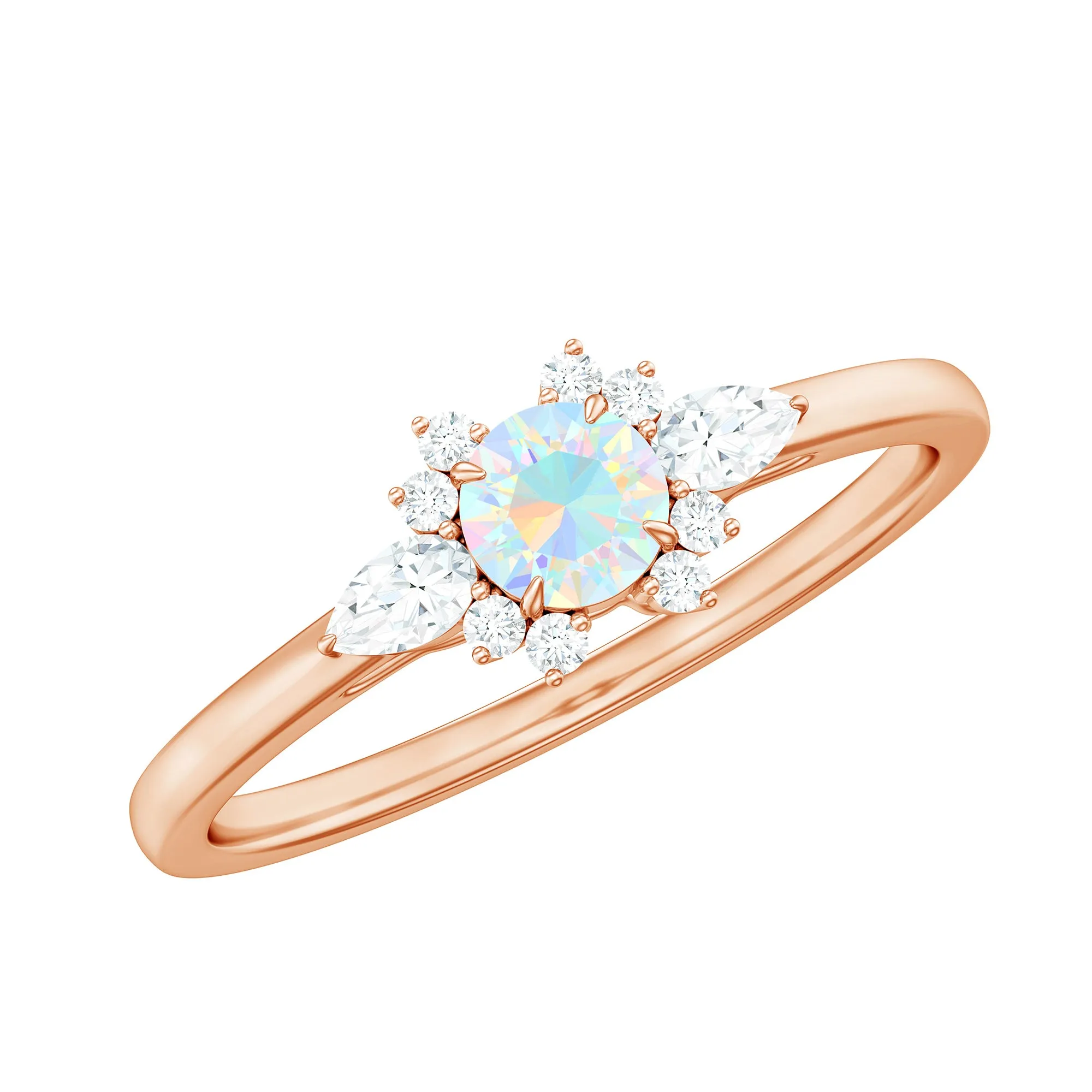 1/2 CT Ethiopian Opal Promise Ring with Diamond Accent