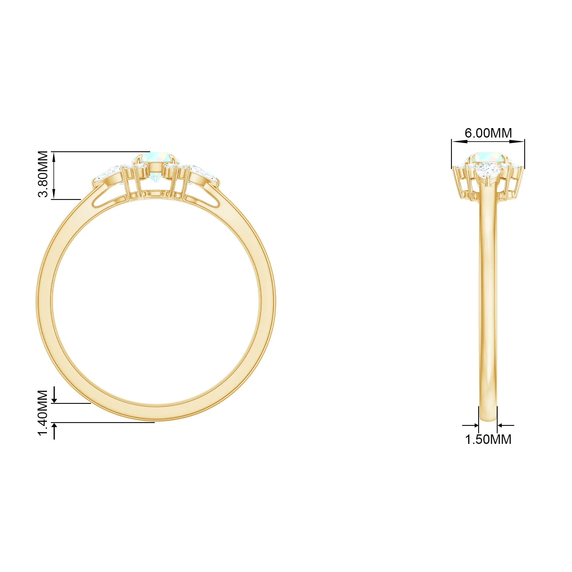 1/2 CT Ethiopian Opal Promise Ring with Diamond Accent