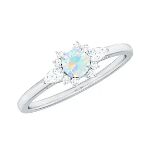 1/2 CT Ethiopian Opal Promise Ring with Diamond Accent