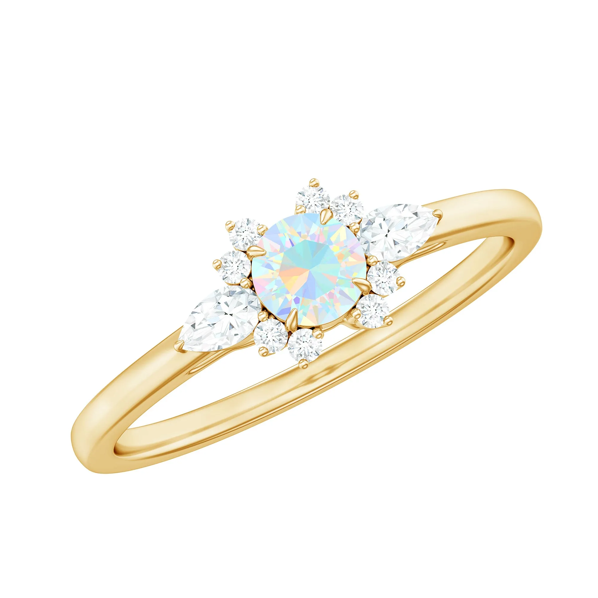 1/2 CT Ethiopian Opal Promise Ring with Diamond Accent