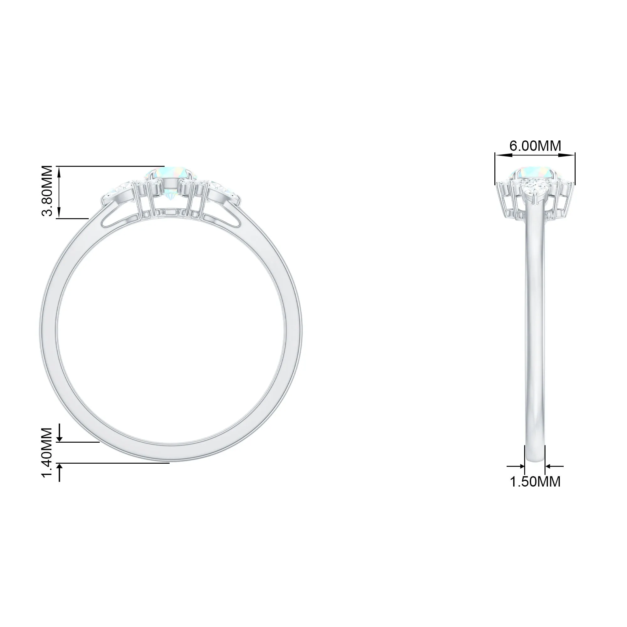 1/2 CT Ethiopian Opal Promise Ring with Diamond Accent