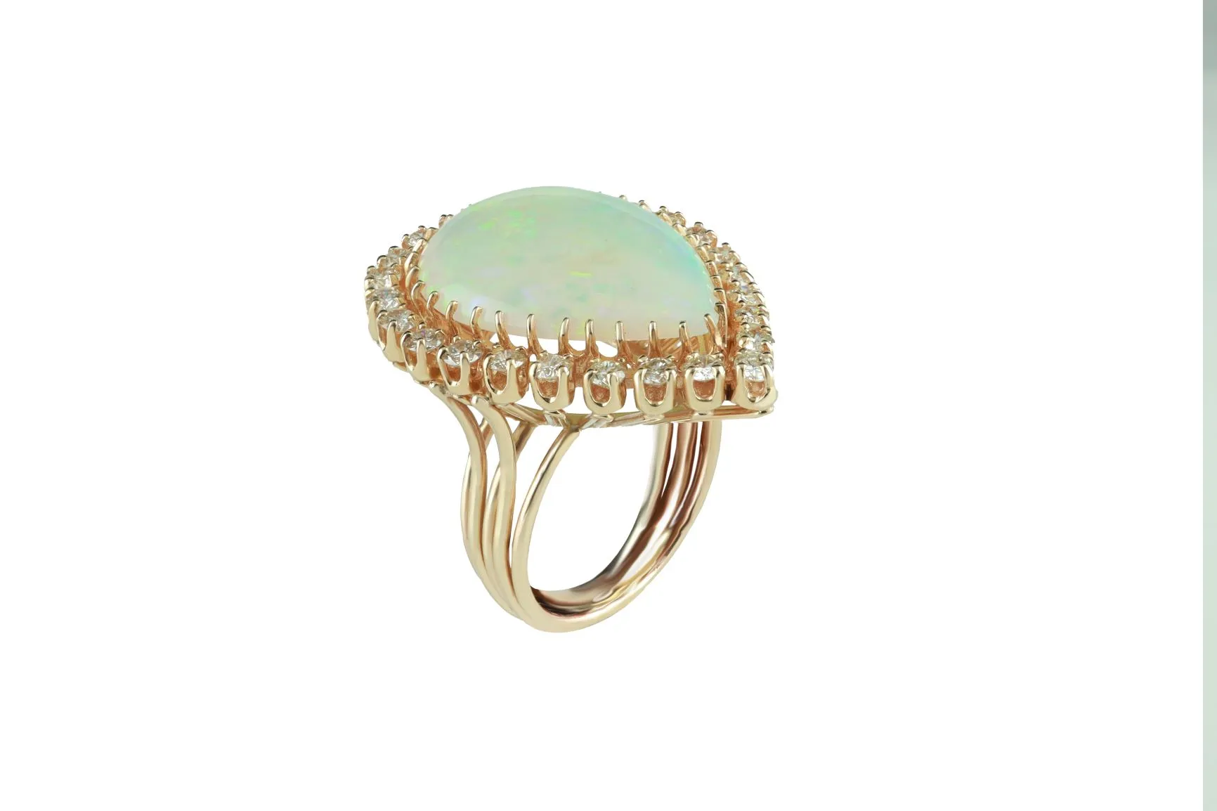 12 ct Opal Cabochon and Diamond Ring
