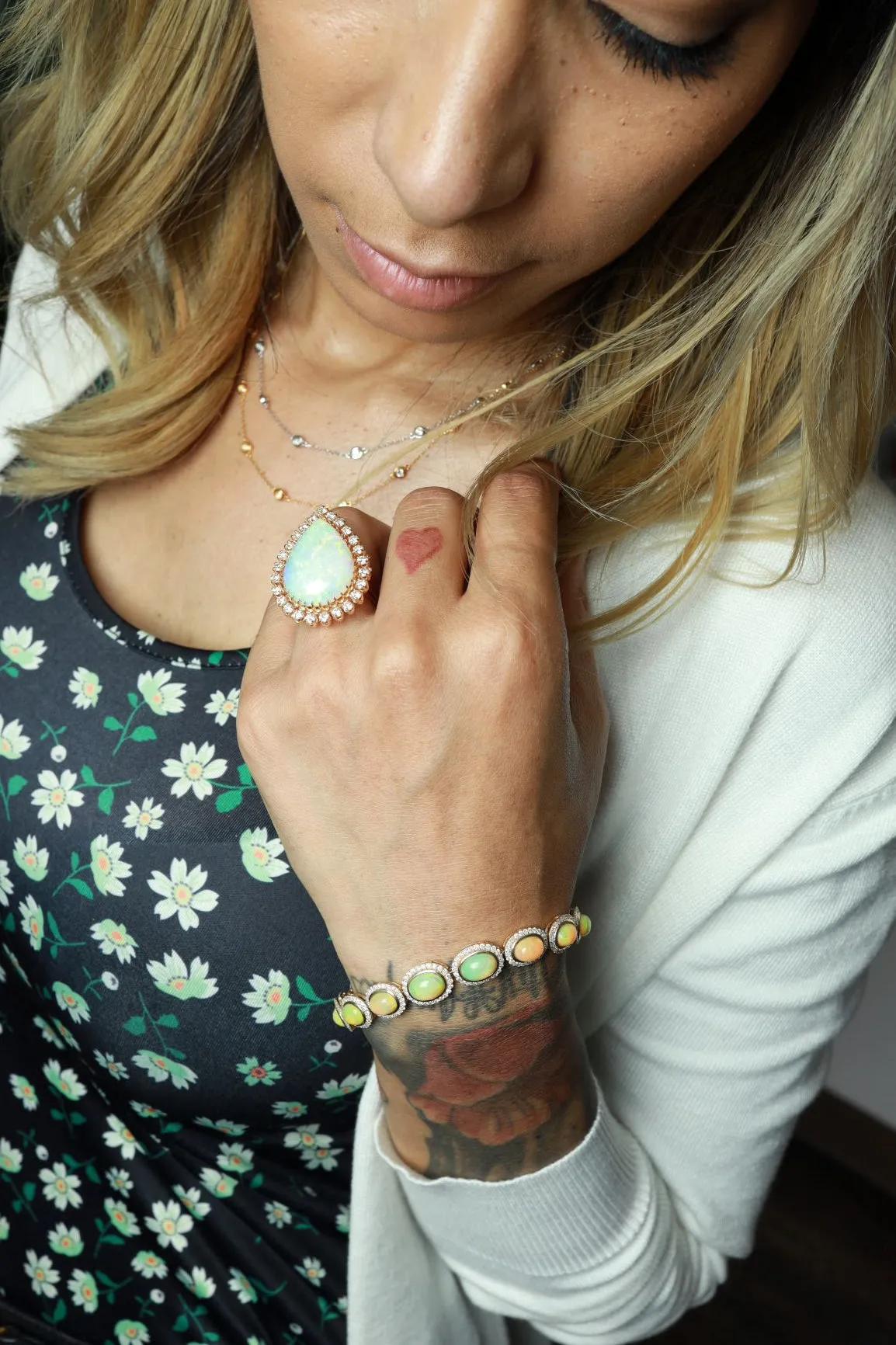 12 ct Opal Cabochon and Diamond Ring