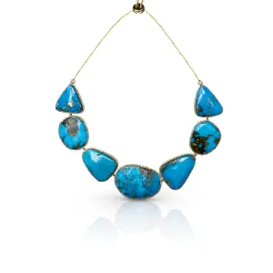 14k Gold and Diamond Sleeping Beauty Turquoise Necklace
