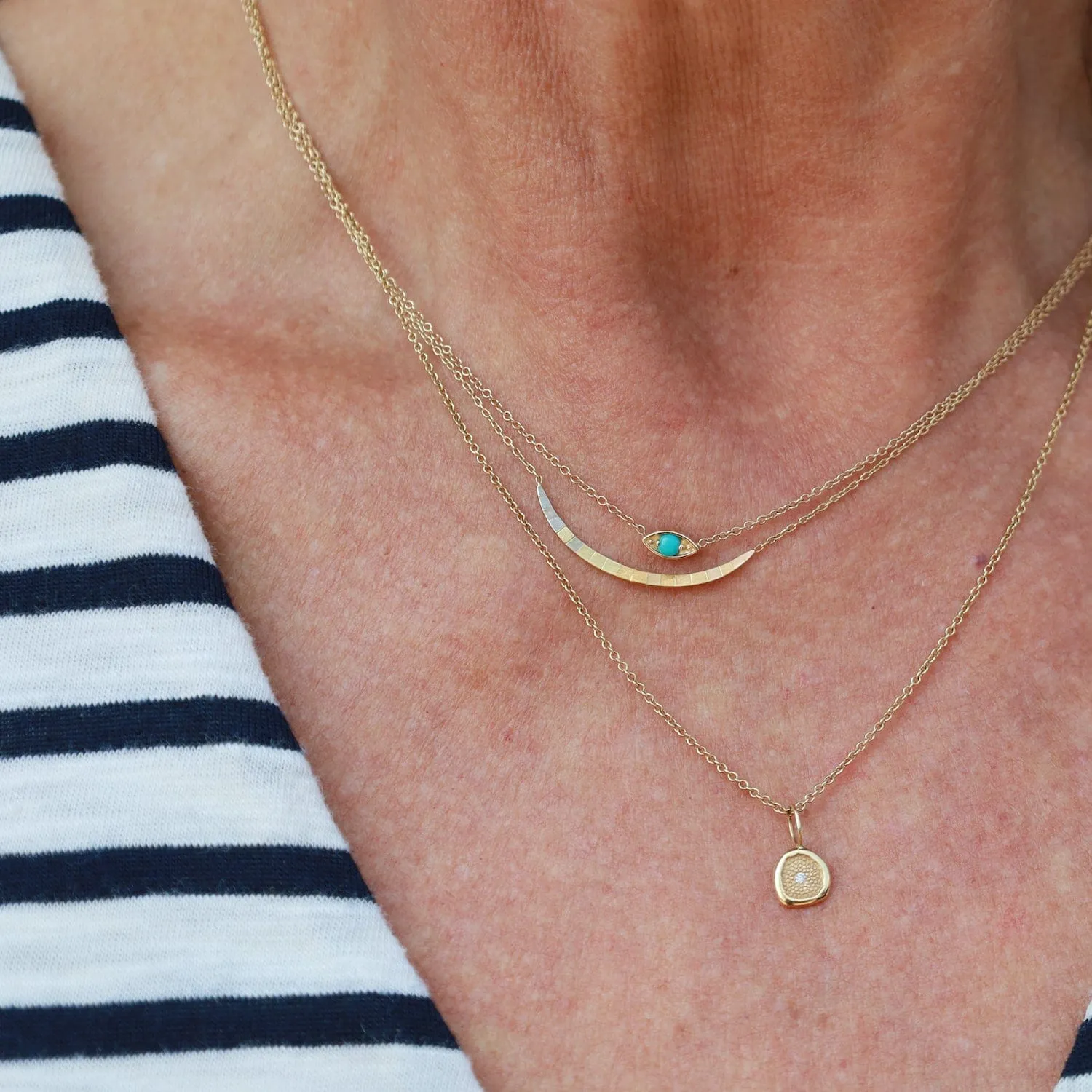 14K Gold Eye Necklace