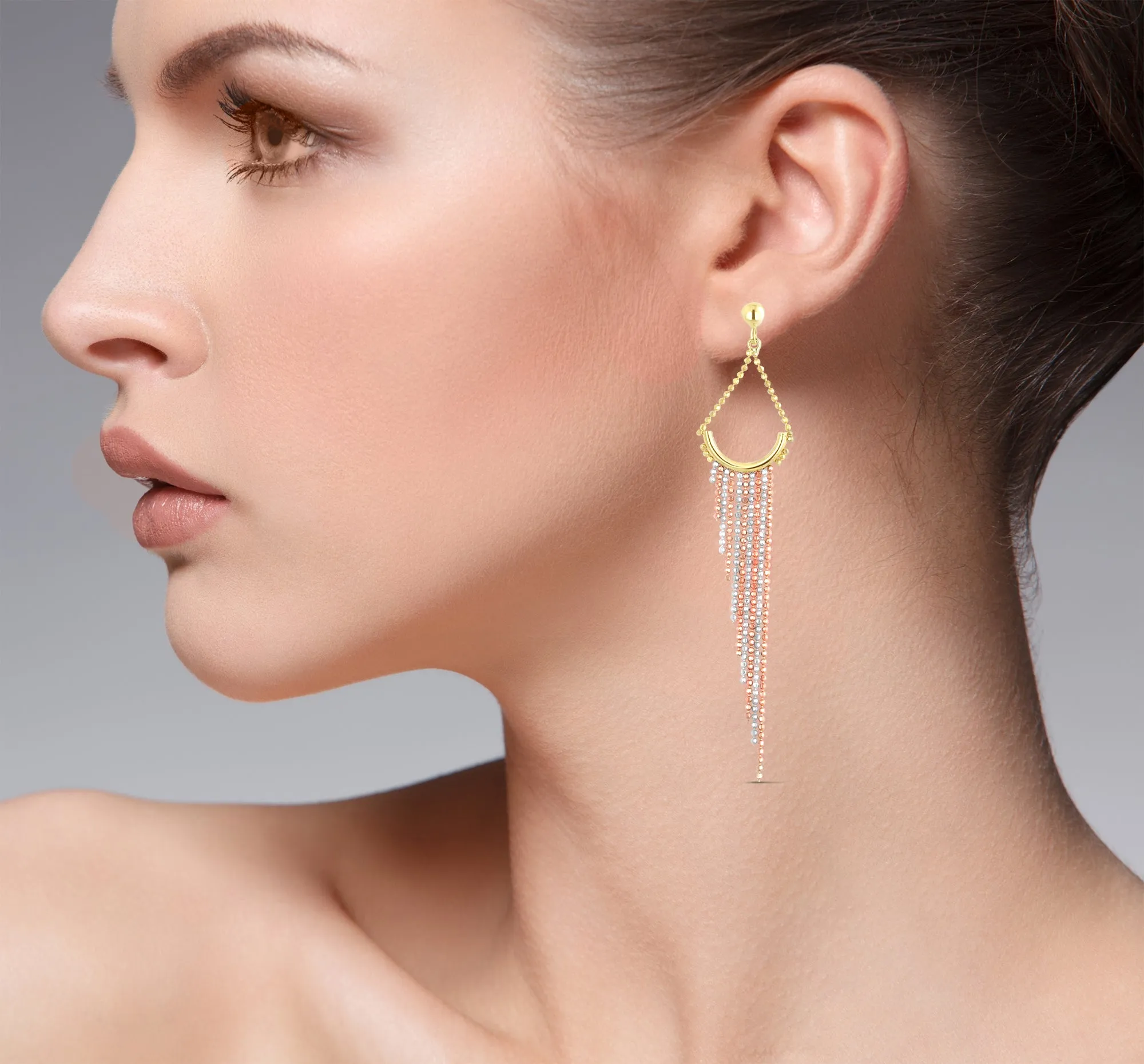 14K TC PUSHBACK CHANDELIER BEADED EARRINGS (ERTG199-14K)