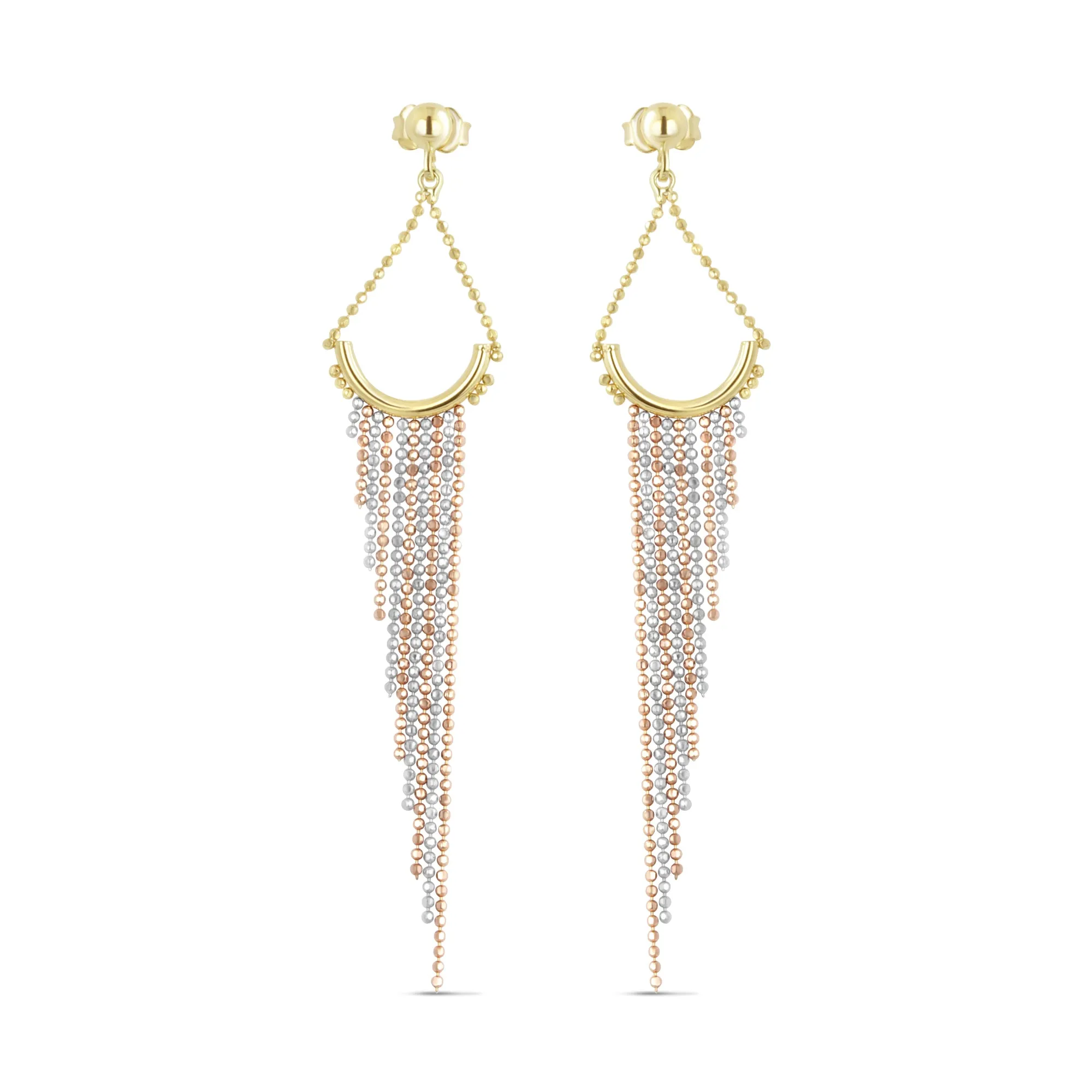14K TC PUSHBACK CHANDELIER BEADED EARRINGS (ERTG199-14K)