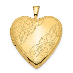 14k Yellow Gold 20MM Side Swirl Heart Locket