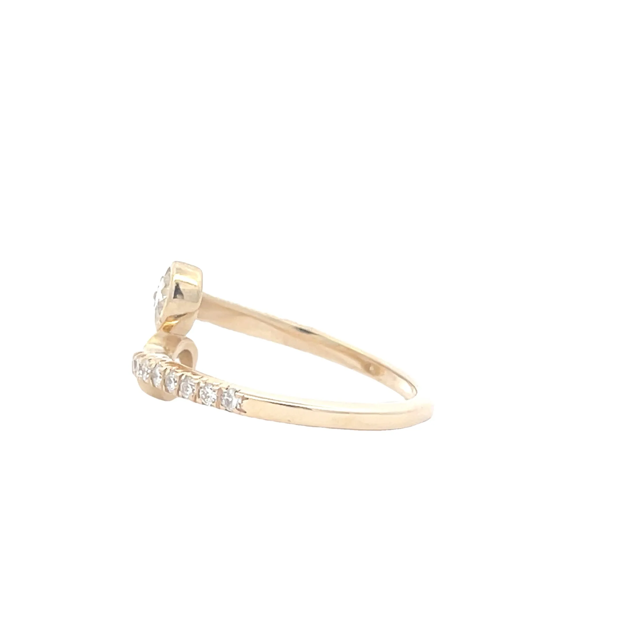 14K Yellow Gold 7/8 CTW Diamond Pave and Bezel Set Bypass Fashion Ring