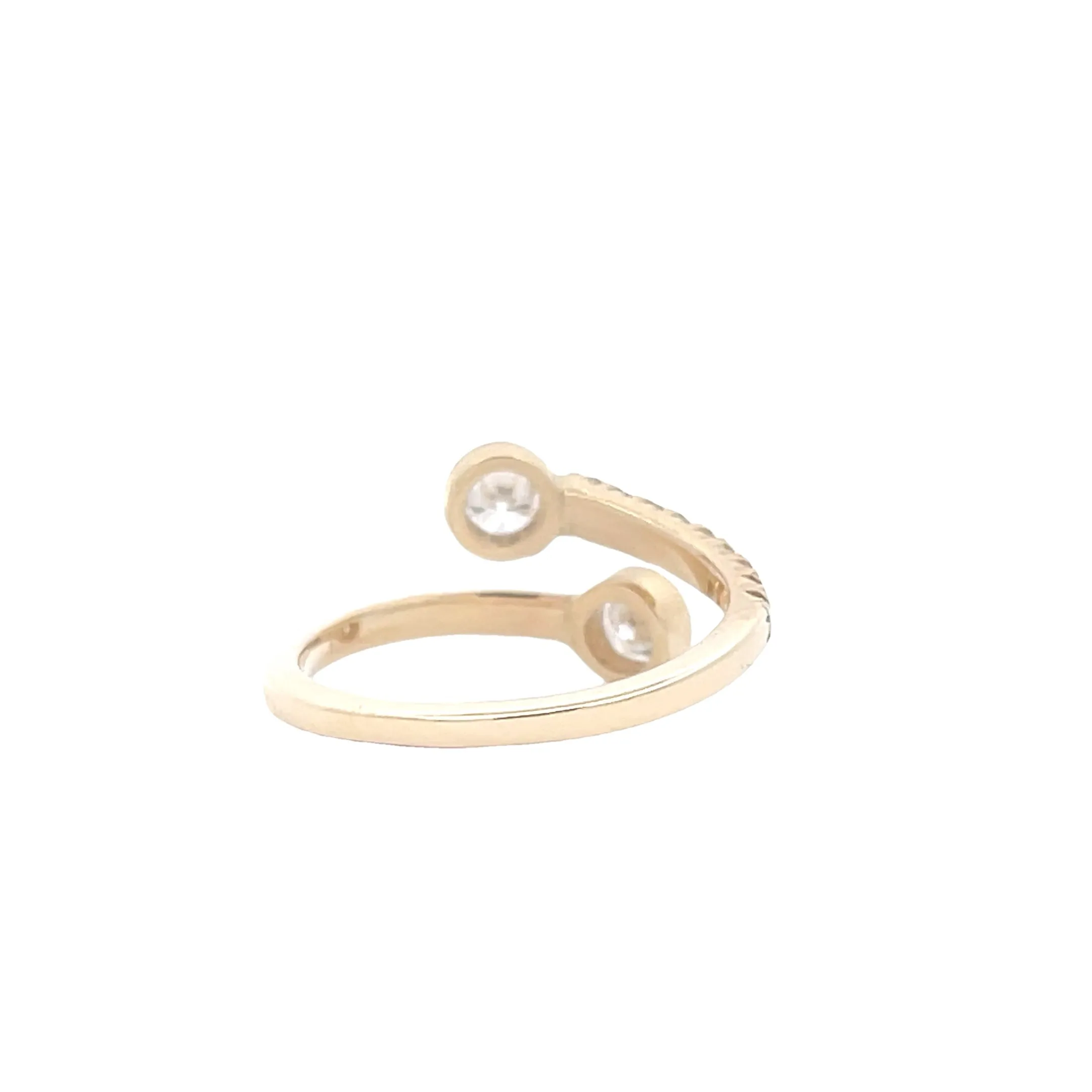14K Yellow Gold 7/8 CTW Diamond Pave and Bezel Set Bypass Fashion Ring