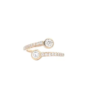 14K Yellow Gold 7/8 CTW Diamond Pave and Bezel Set Bypass Fashion Ring