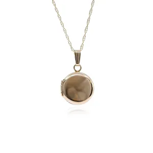 14K YELLOW GOLD CHILDREN'S ROUND LOCKET NECKLACE