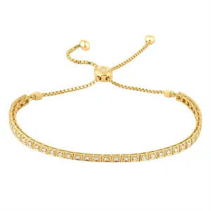 14K Yellow Gold Diamond Square Link Tennis Bracelet