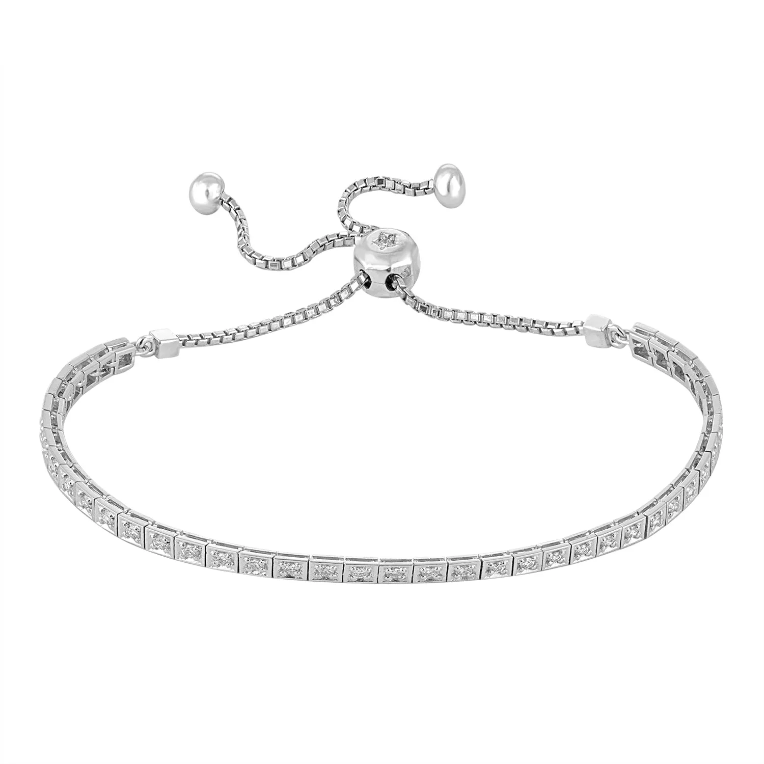 14K Yellow Gold Diamond Square Link Tennis Bracelet