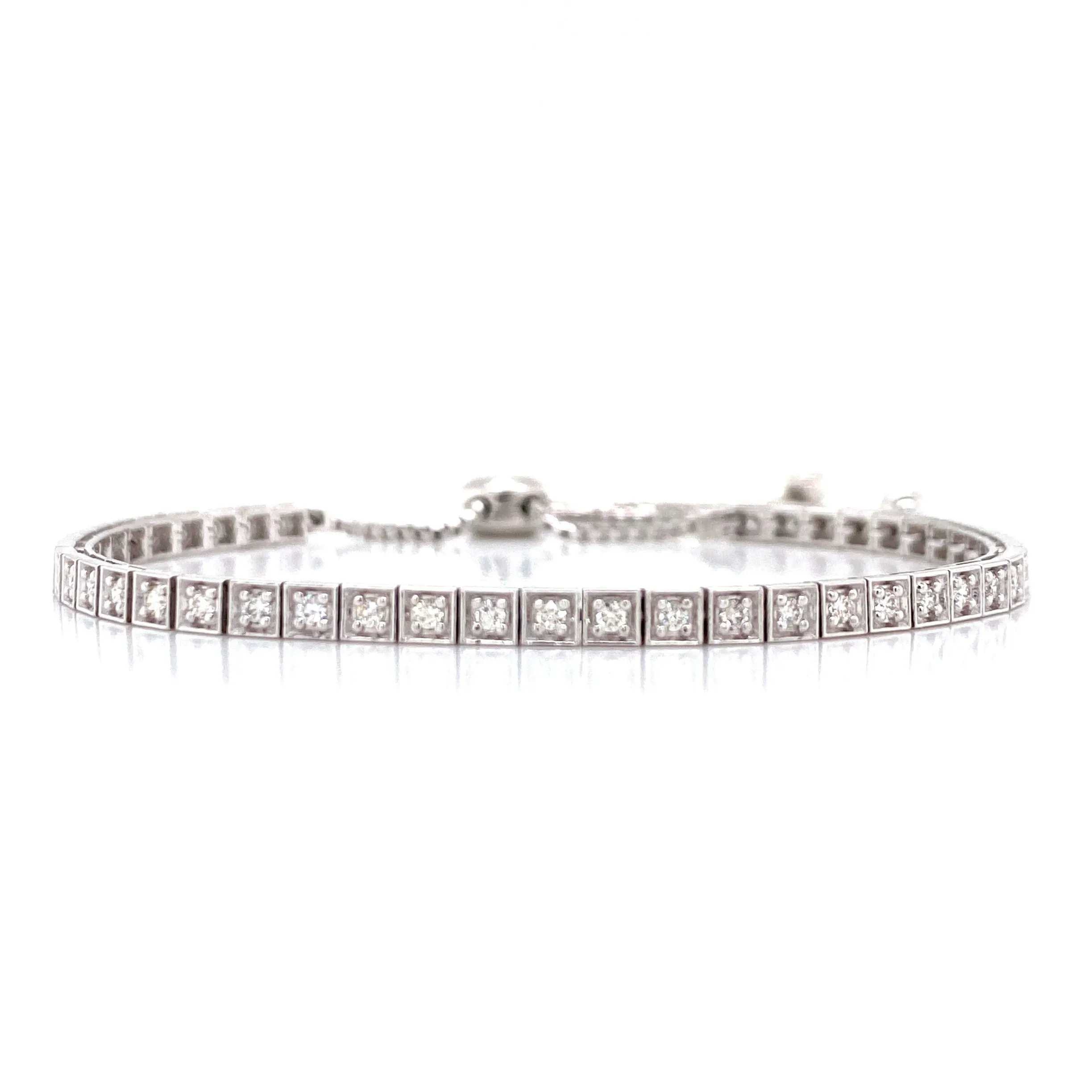 14K Yellow Gold Diamond Square Link Tennis Bracelet