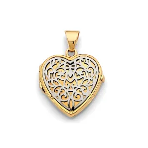 14K Yellow Gold Heart Locket Pendant