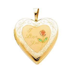 14K Yellow Gold I Love you Heart Locket