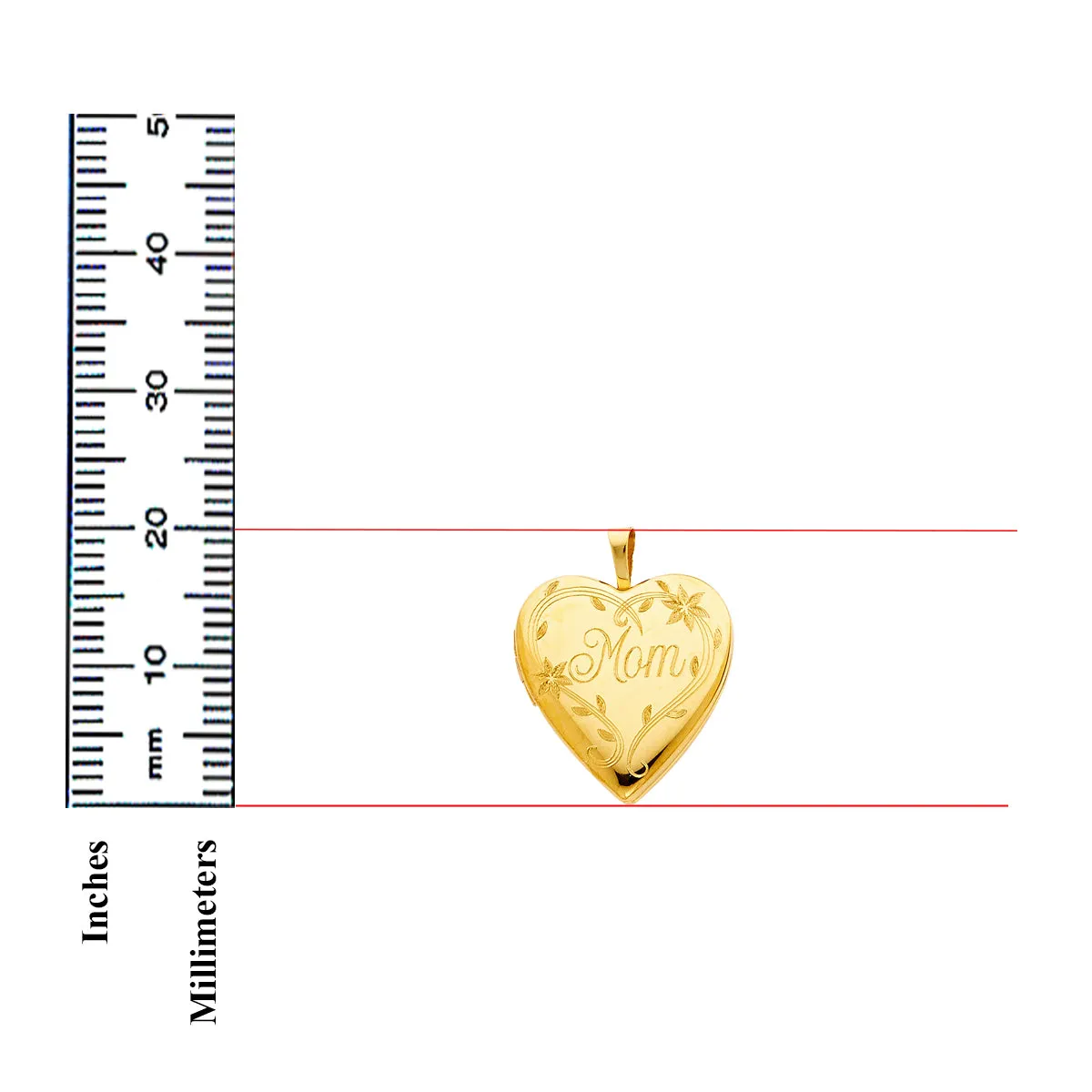 14K Yellow Gold Mom Heart Locket