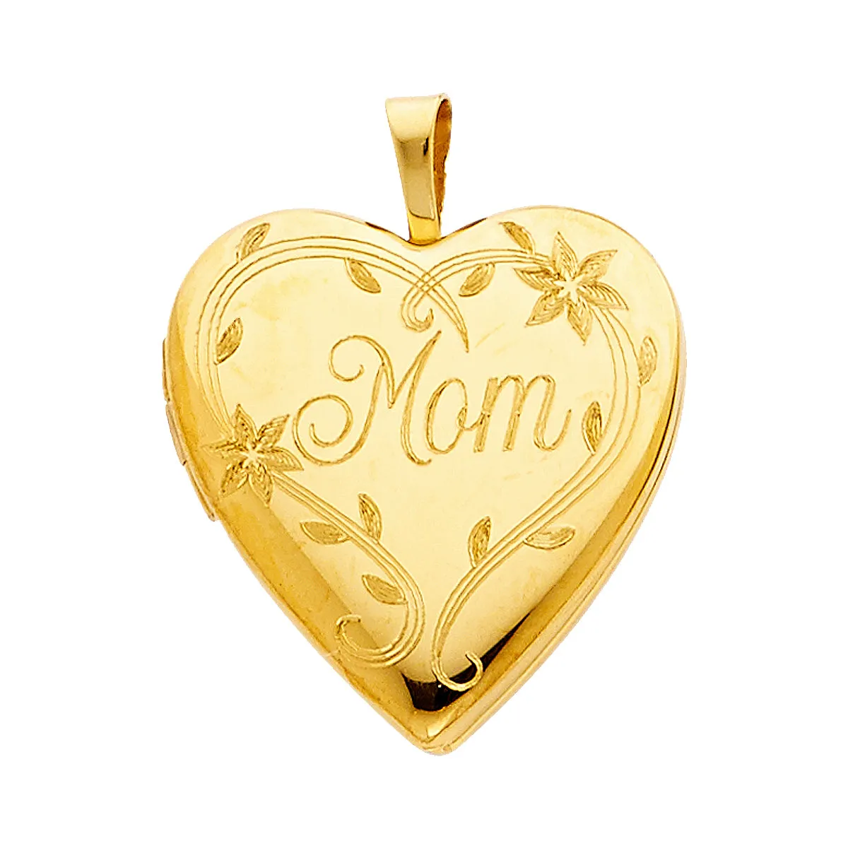 14K Yellow Gold Mom Heart Locket