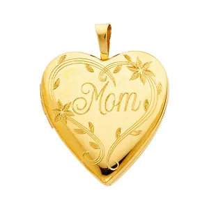14K Yellow Gold Mom Heart Locket
