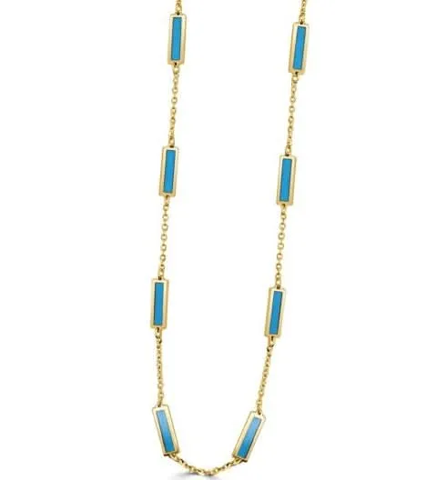 14K Yellow Turquoise 18 inch Necklace