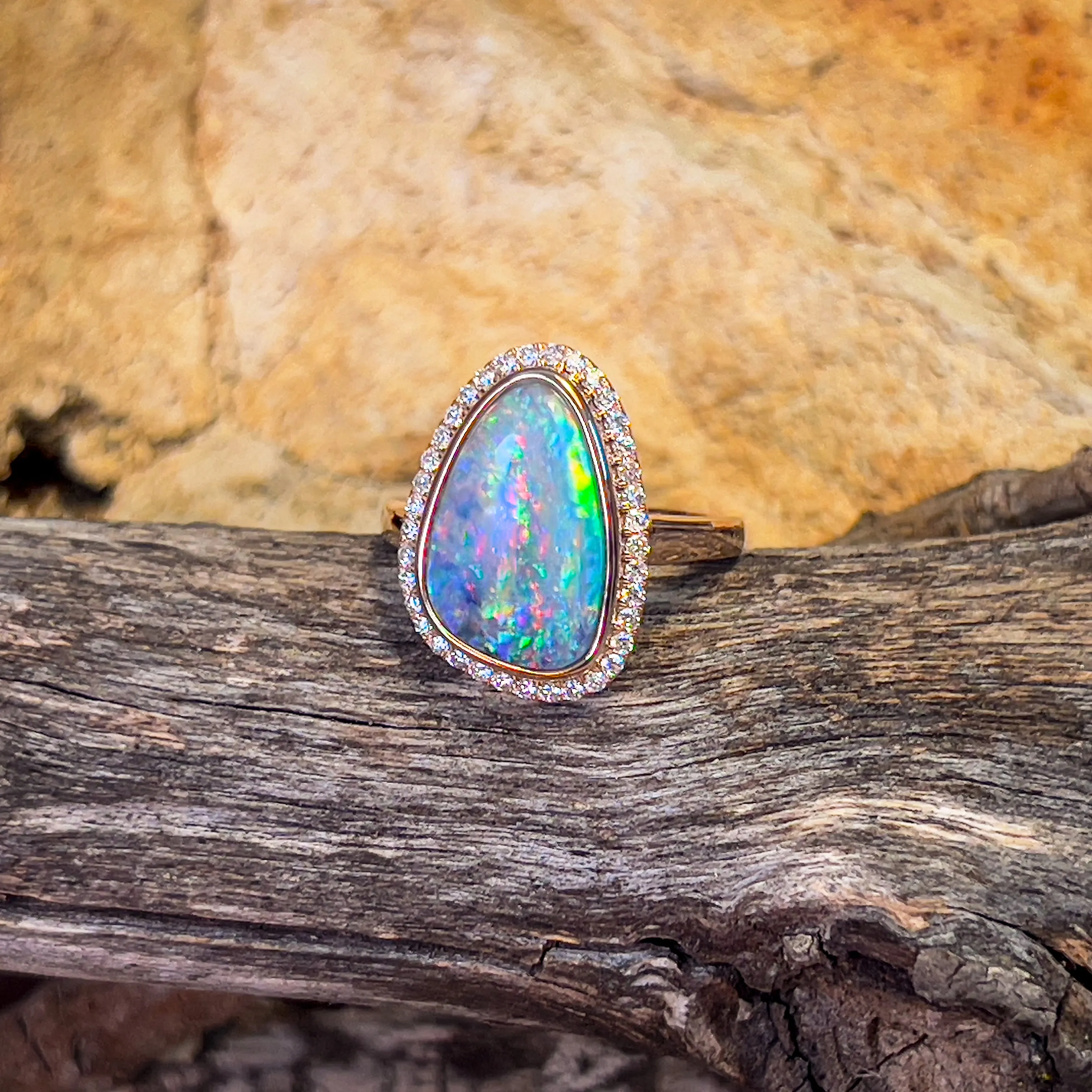 14kt Rose Gold cluster Opal 3.84ct ring