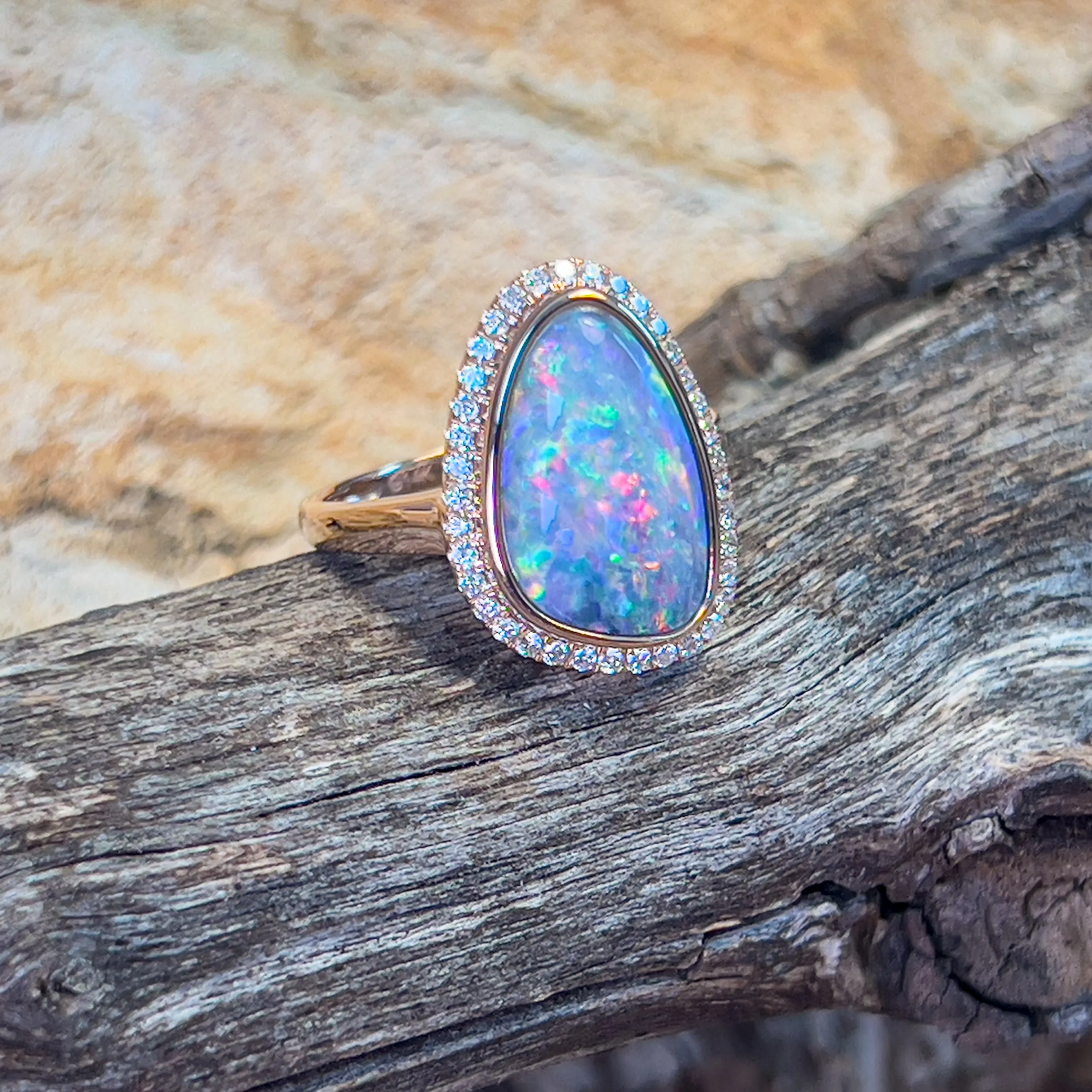 14kt Rose Gold cluster Opal 3.84ct ring