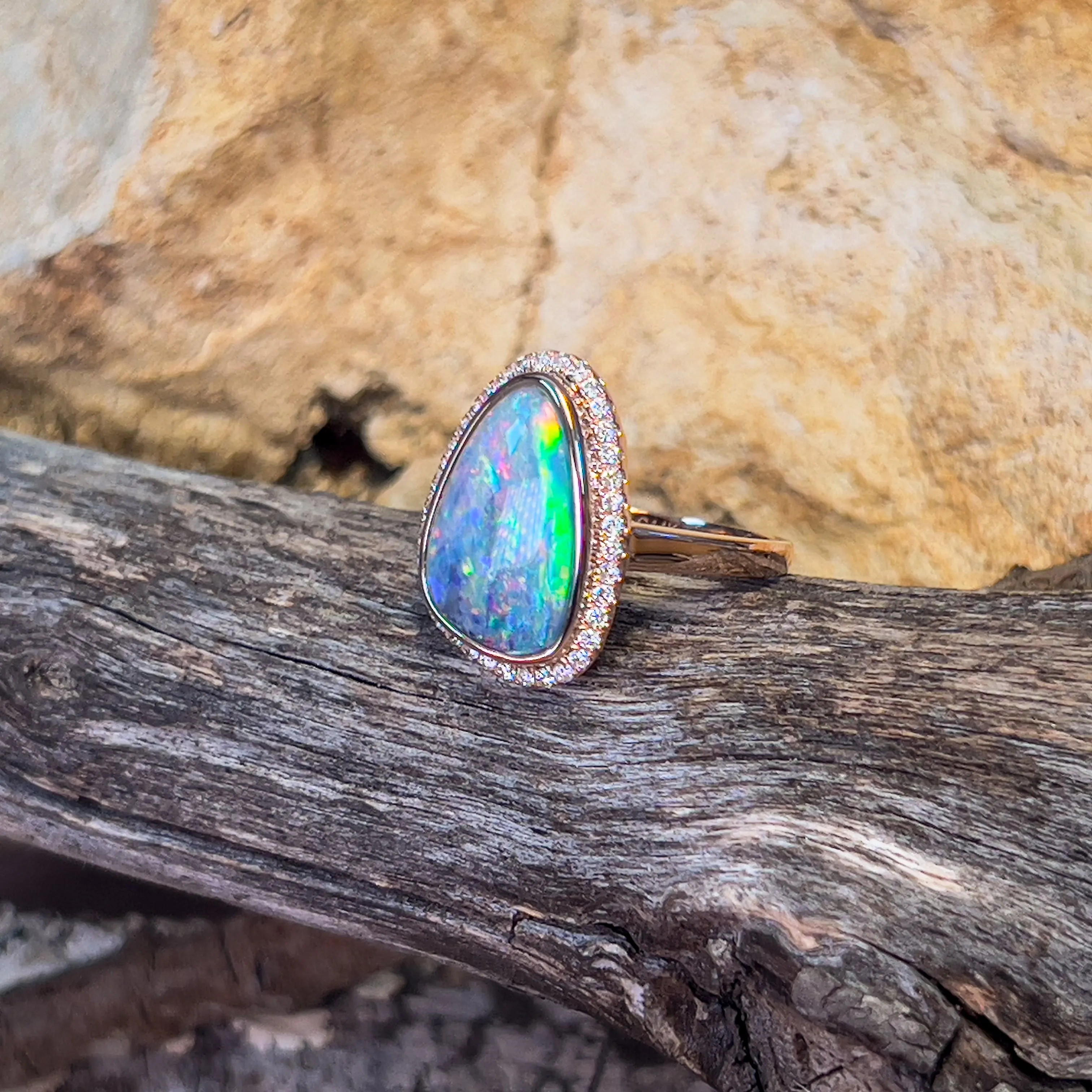 14kt Rose Gold cluster Opal 3.84ct ring