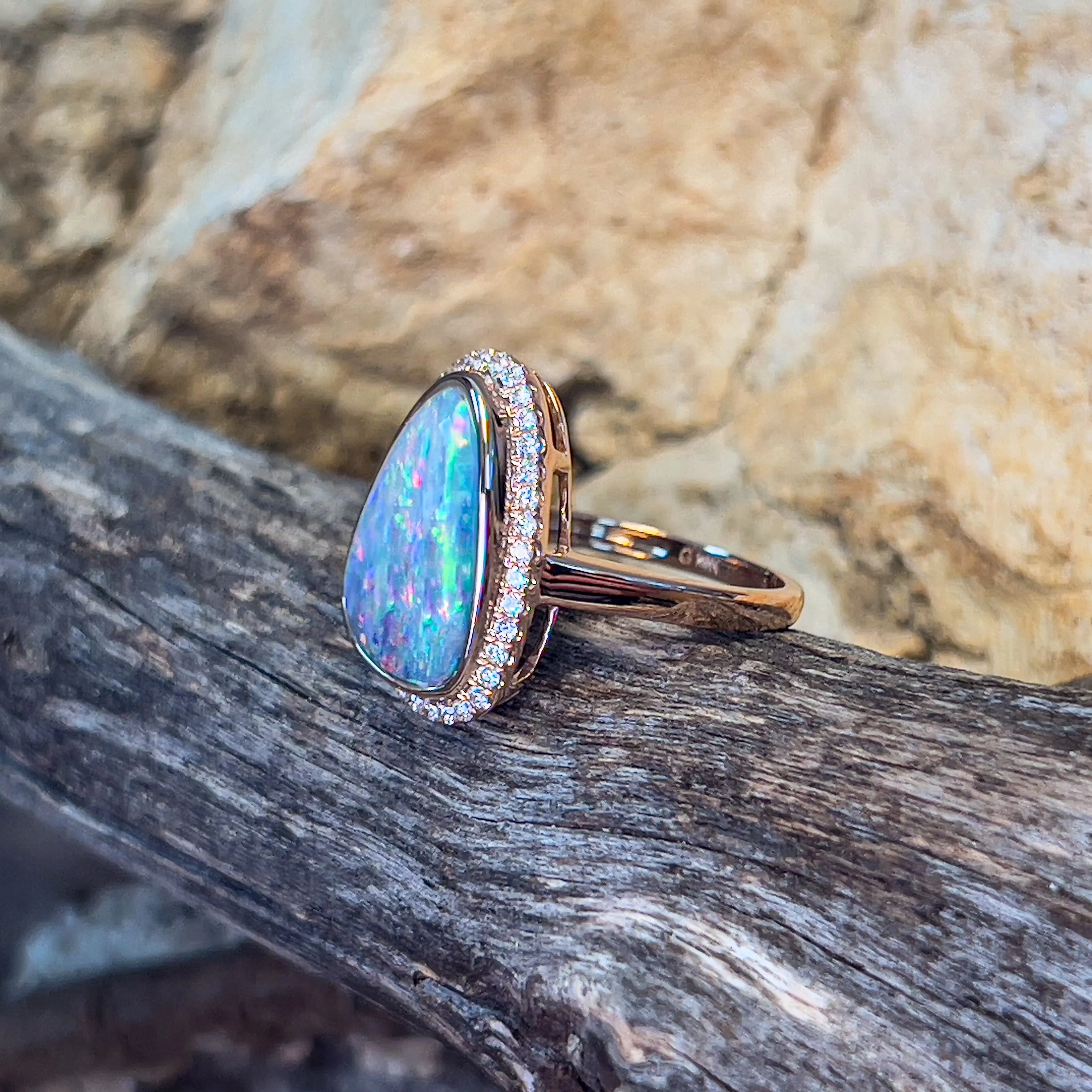 14kt Rose Gold cluster Opal 3.84ct ring