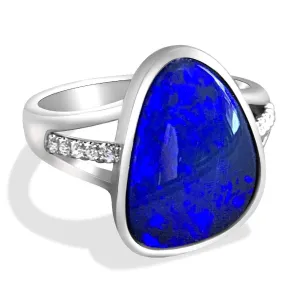 14kt White Gold Black Opal and Diamond ring