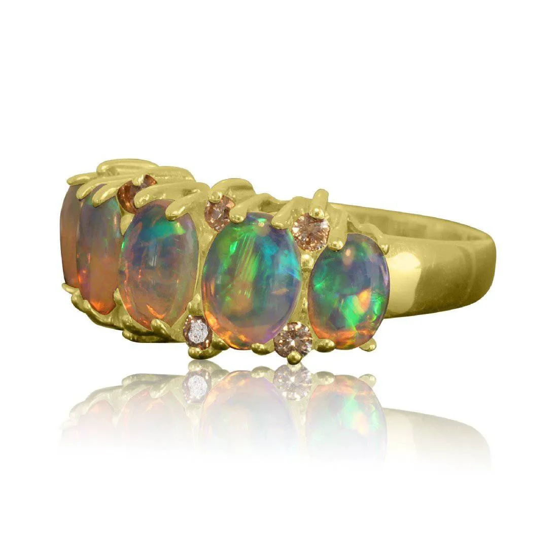 14kt Yellow Gold Opal and Diamond ring