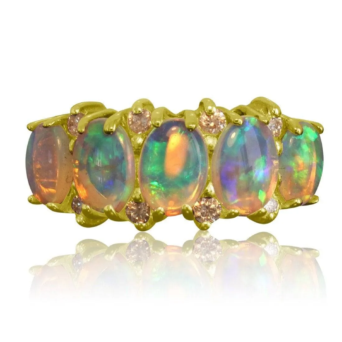 14kt Yellow Gold Opal and Diamond ring