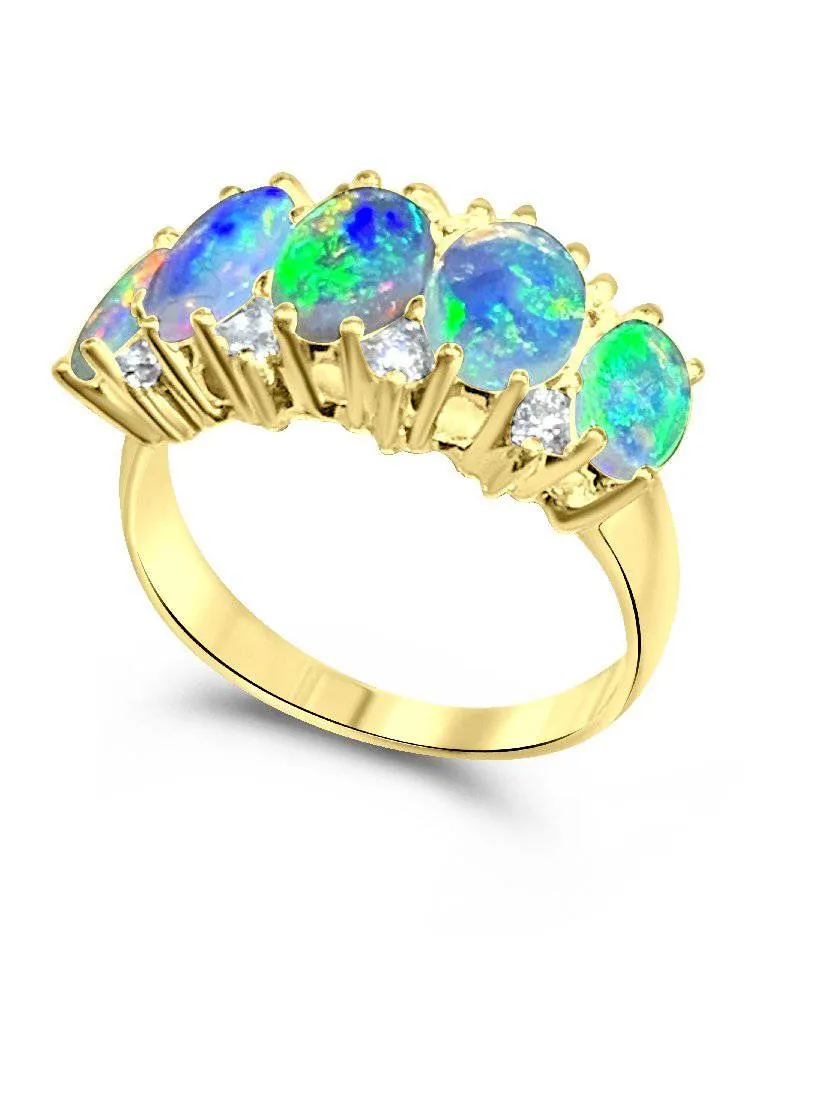 14kt Yellow Gold Opal and Diamond ring