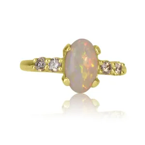 14kt Yellow Gold White Opal ring