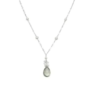 16" 2" Extension Prasiolite and Cultured Freshwater Pearl Necklace