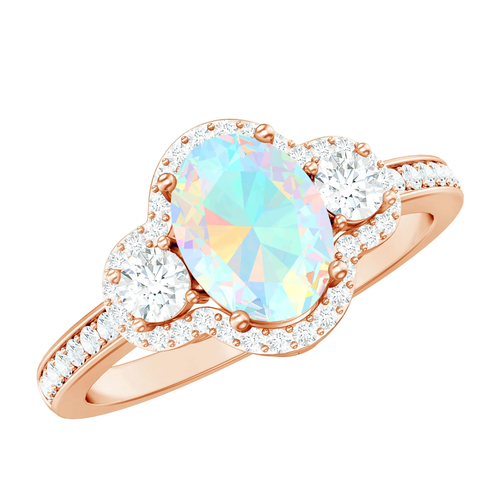 1.75 CT Antique Ethiopian Opal and Diamond Accent Engagement Ring