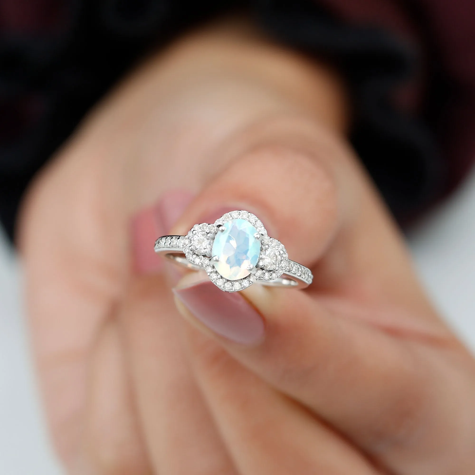 1.75 CT Antique Ethiopian Opal and Diamond Accent Engagement Ring