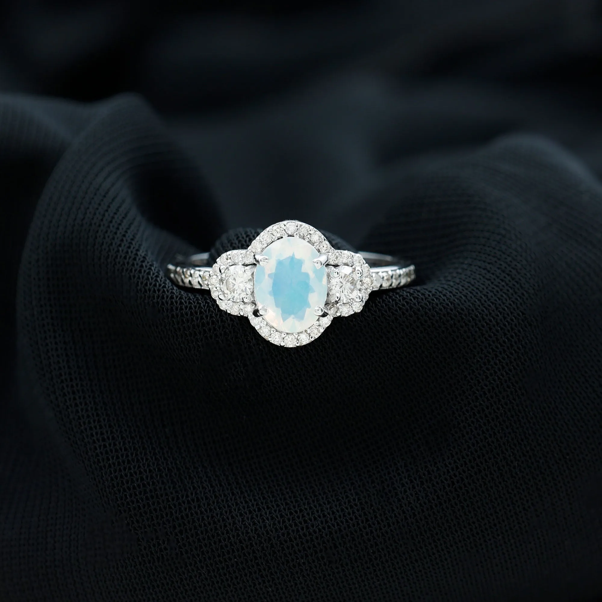 1.75 CT Antique Ethiopian Opal and Diamond Accent Engagement Ring